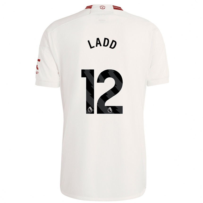 Damen Fußball Hayley Ladd #12 Weiß Ausweichtrikot Trikot 2023/24 T-Shirt Luxemburg