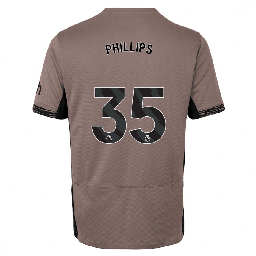 Damen Fußball Ashley Phillips #35 Dunkelbeige Ausweichtrikot Trikot 2023/24 T-Shirt Luxemburg