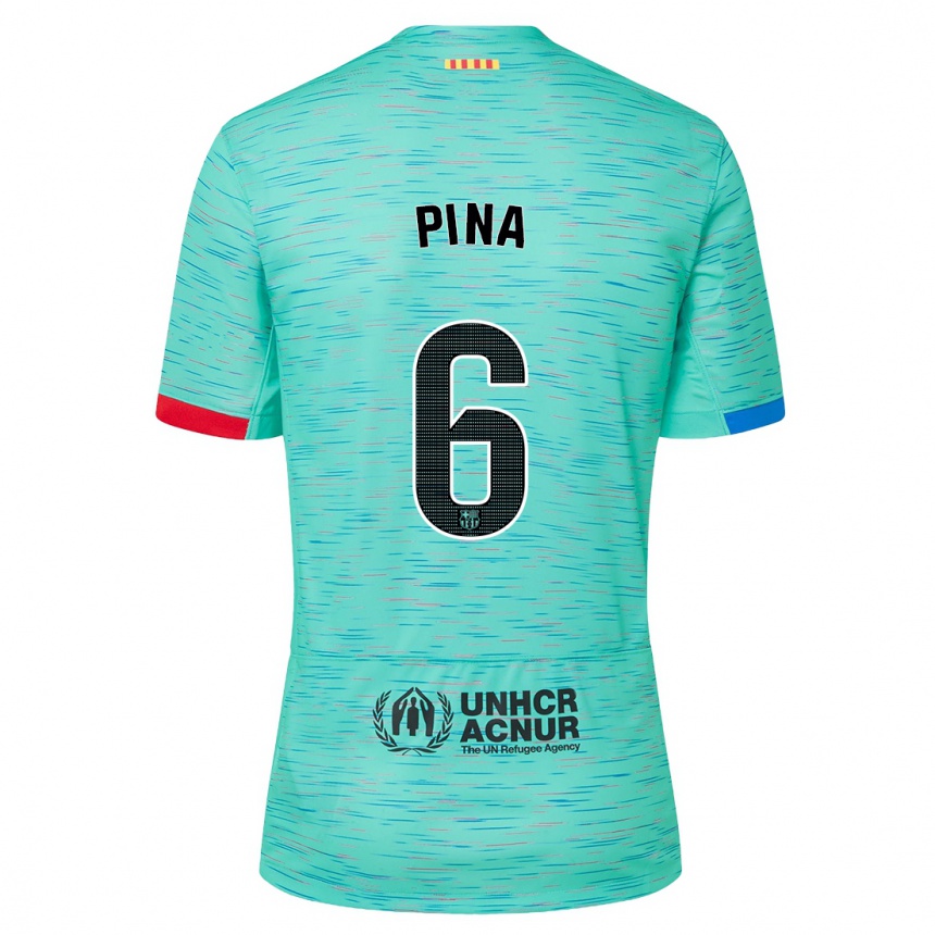 Damen Fußball Claudia Pina #6 Helles Aqua Ausweichtrikot Trikot 2023/24 T-Shirt Luxemburg