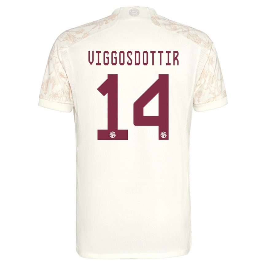 Damen Fußball Glodis Perla Viggosdottir #14 Cremefarben Ausweichtrikot Trikot 2023/24 T-Shirt Luxemburg