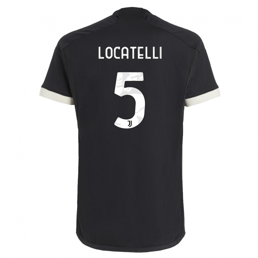 Damen Fußball Manuel Locatelli #5 Schwarz Ausweichtrikot Trikot 2023/24 T-Shirt Luxemburg