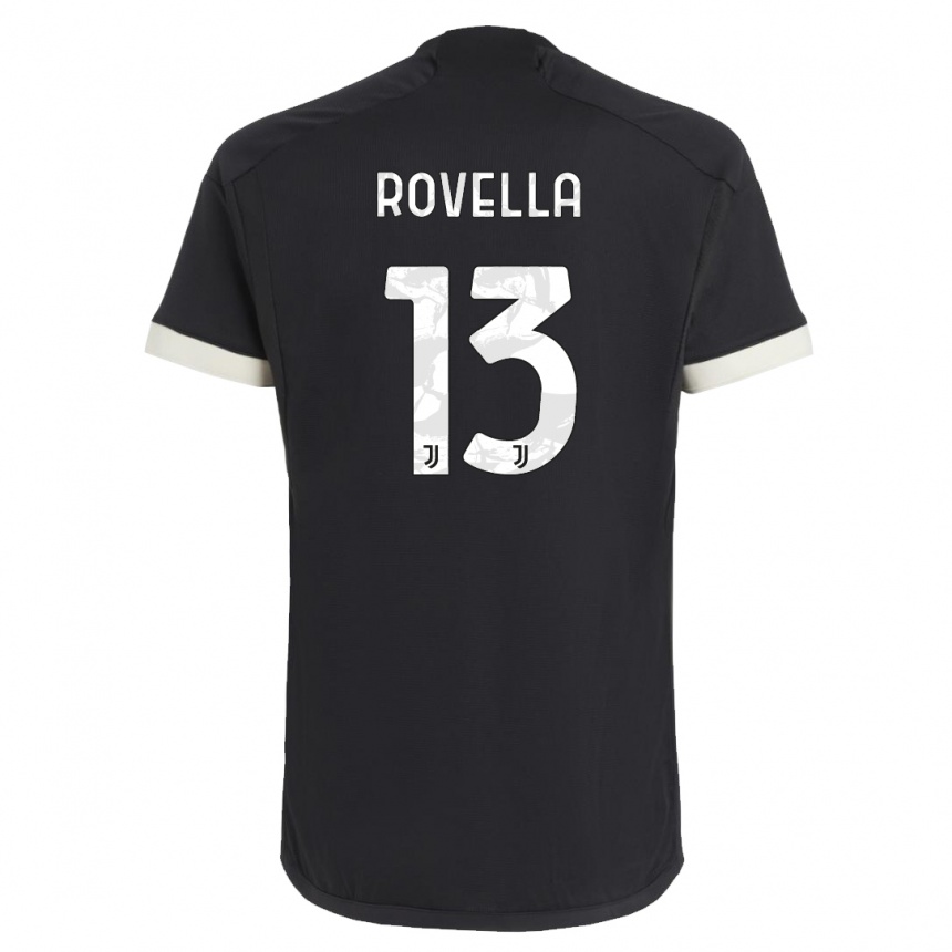 Damen Fußball Nicolo Rovella #13 Schwarz Ausweichtrikot Trikot 2023/24 T-Shirt Luxemburg