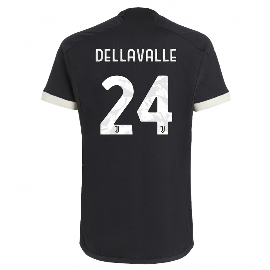 Damen Fußball Lorenzo Dellavalle #24 Schwarz Ausweichtrikot Trikot 2023/24 T-Shirt Luxemburg