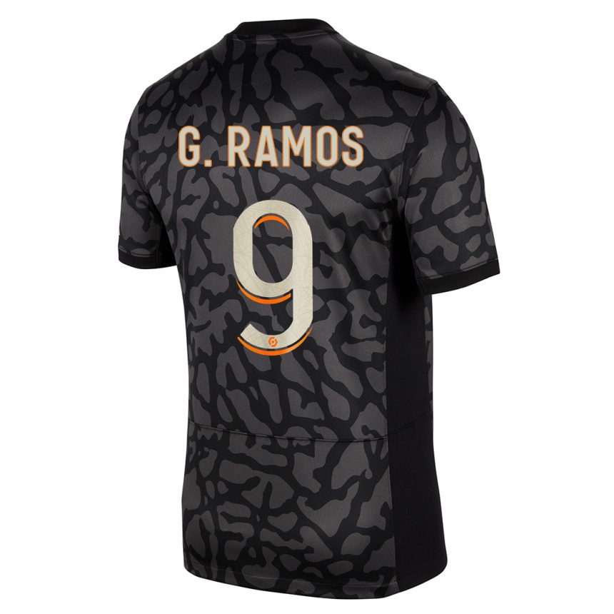 Damen Fußball Gonçalo Ramos #9 Schwarz Ausweichtrikot Trikot 2023/24 T-Shirt Luxemburg