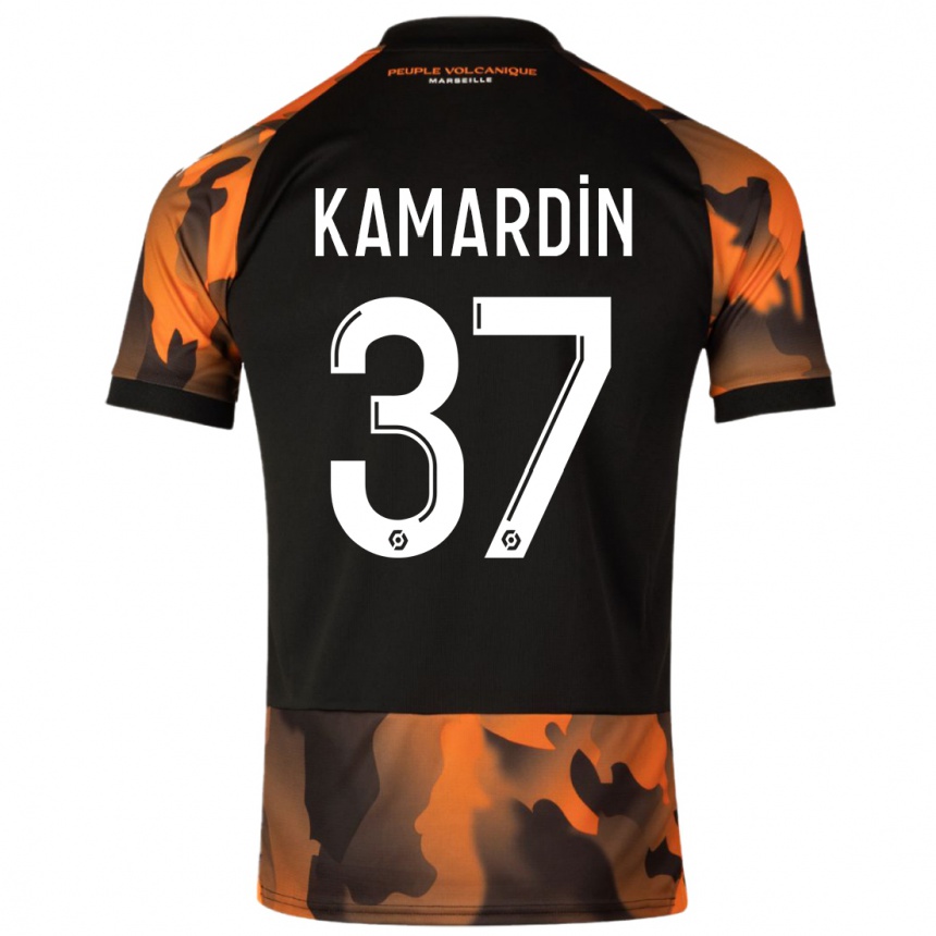 Damen Fußball Aaron Kamardin #37 Schwarzorange Ausweichtrikot Trikot 2023/24 T-Shirt Luxemburg