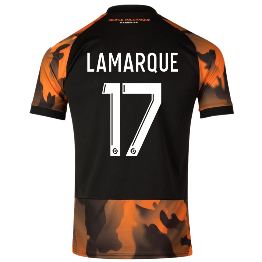 Damen Fußball Alais Lamarque #17 Schwarzorange Ausweichtrikot Trikot 2023/24 T-Shirt Luxemburg