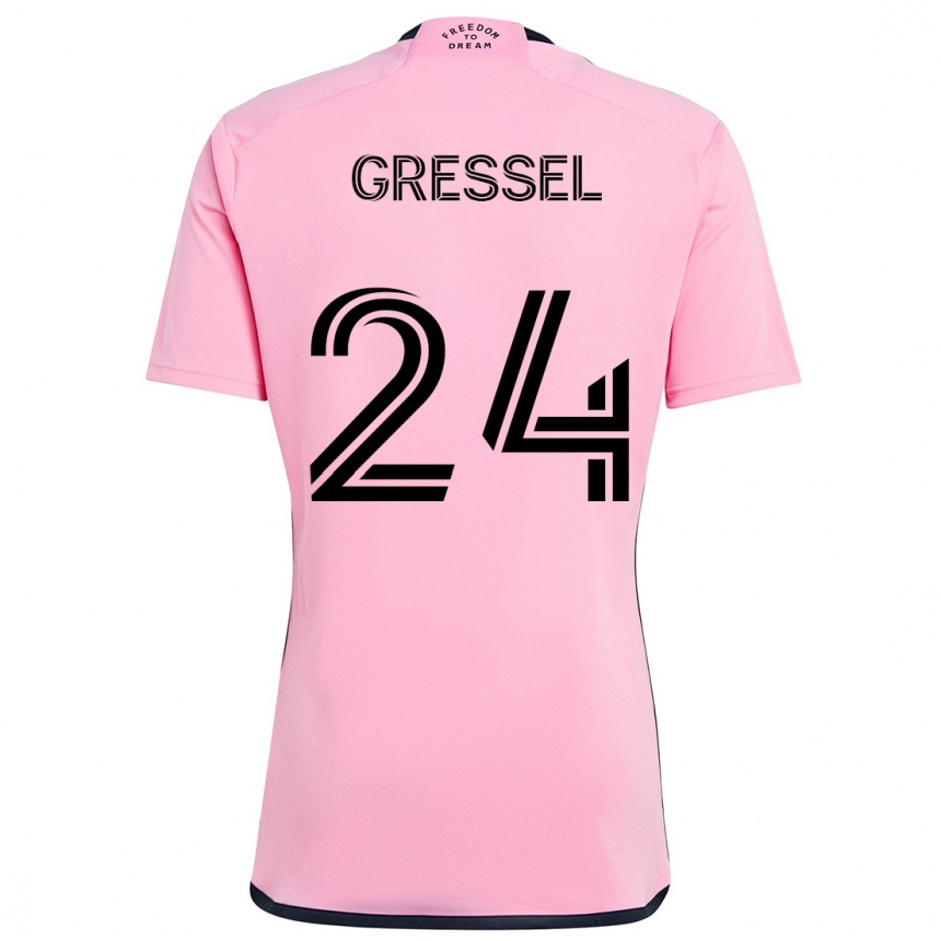 Kinder Fußball Julian Gressel #24 Rosa Heimtrikot Trikot 2024/25 T-Shirt Luxemburg