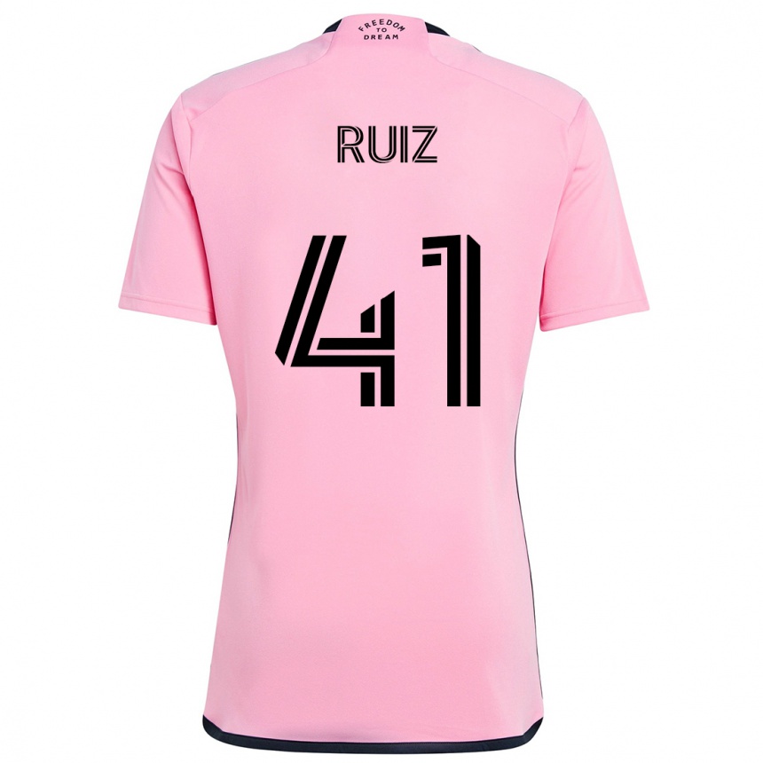 Kinder Fußball David Ruíz #41 Rosa Heimtrikot Trikot 2024/25 T-Shirt Luxemburg