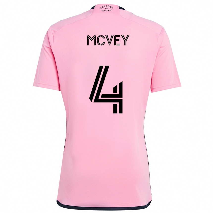 Kinder Fußball Christopher Mcvey #4 Rosa Heimtrikot Trikot 2024/25 T-Shirt Luxemburg