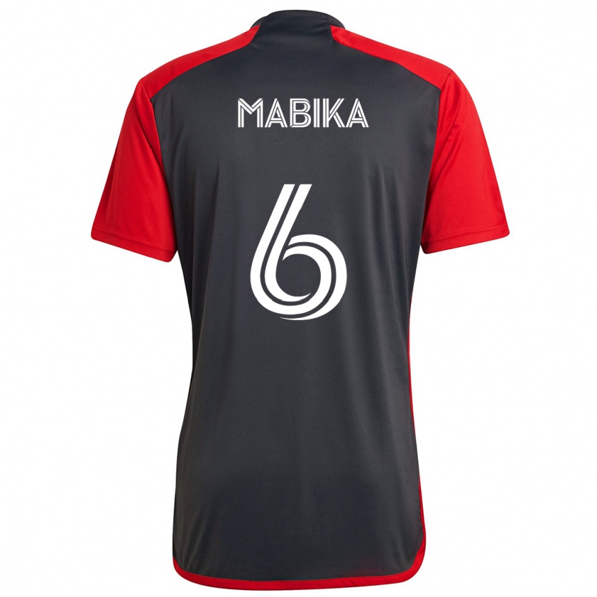 Kinder Fußball Aimé Mabika #6 Grau Rot Heimtrikot Trikot 2024/25 T-Shirt Luxemburg