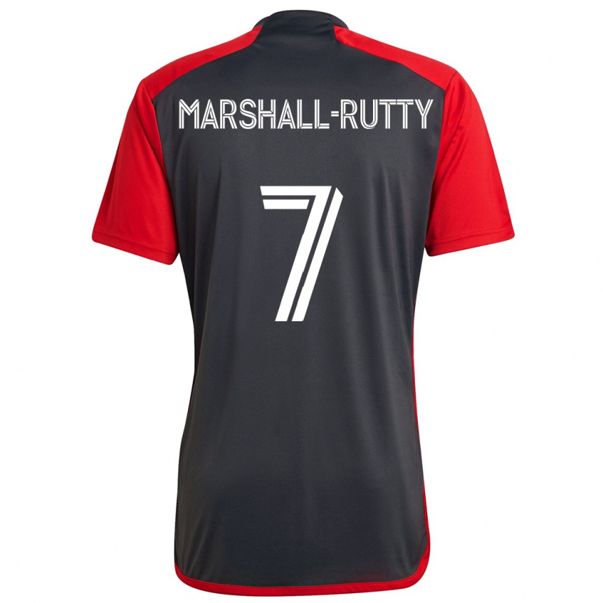 Kinder Fußball Jahkeele Marshall-Rutty #7 Grau Rot Heimtrikot Trikot 2024/25 T-Shirt Luxemburg