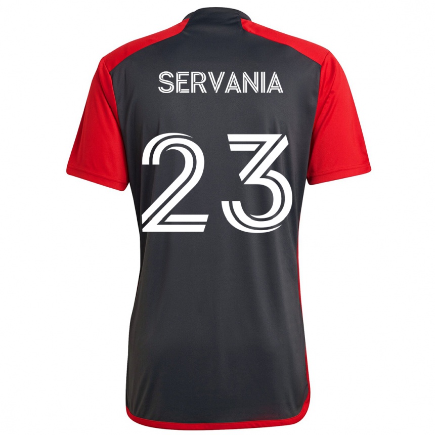 Kinder Fußball Brandon Servania #23 Grau Rot Heimtrikot Trikot 2024/25 T-Shirt Luxemburg