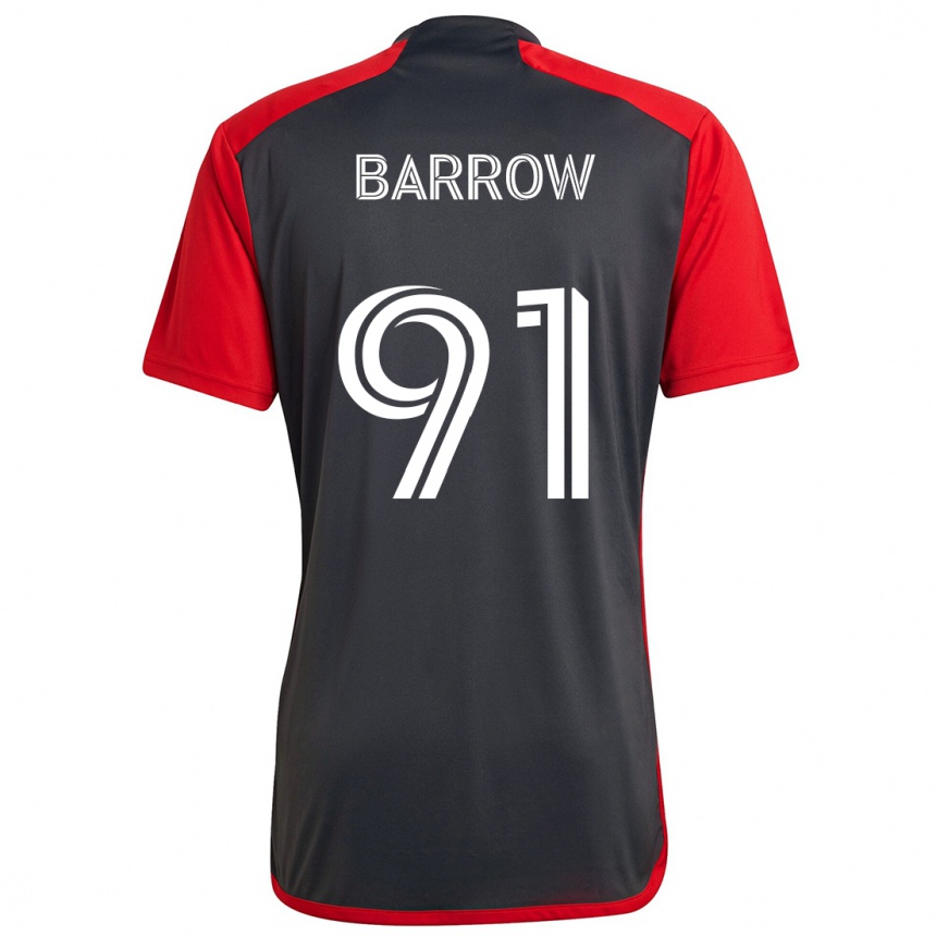 Kinder Fußball Dékwon Barrow #91 Grau Rot Heimtrikot Trikot 2024/25 T-Shirt Luxemburg