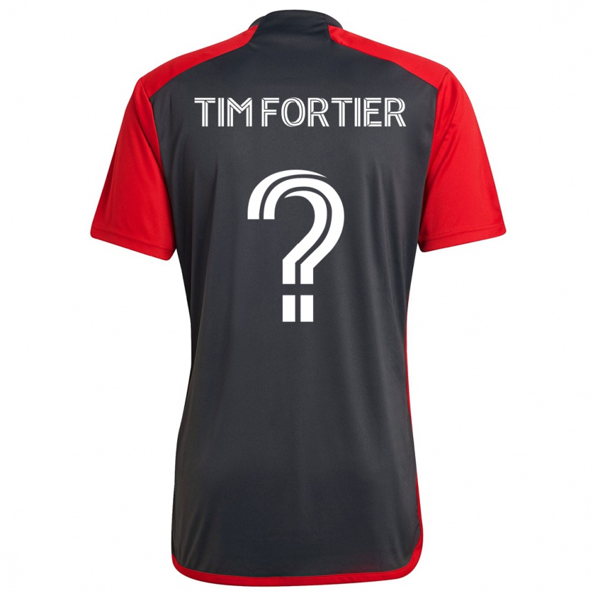 Kinder Fußball Tim Fortier #0 Grau Rot Heimtrikot Trikot 2024/25 T-Shirt Luxemburg