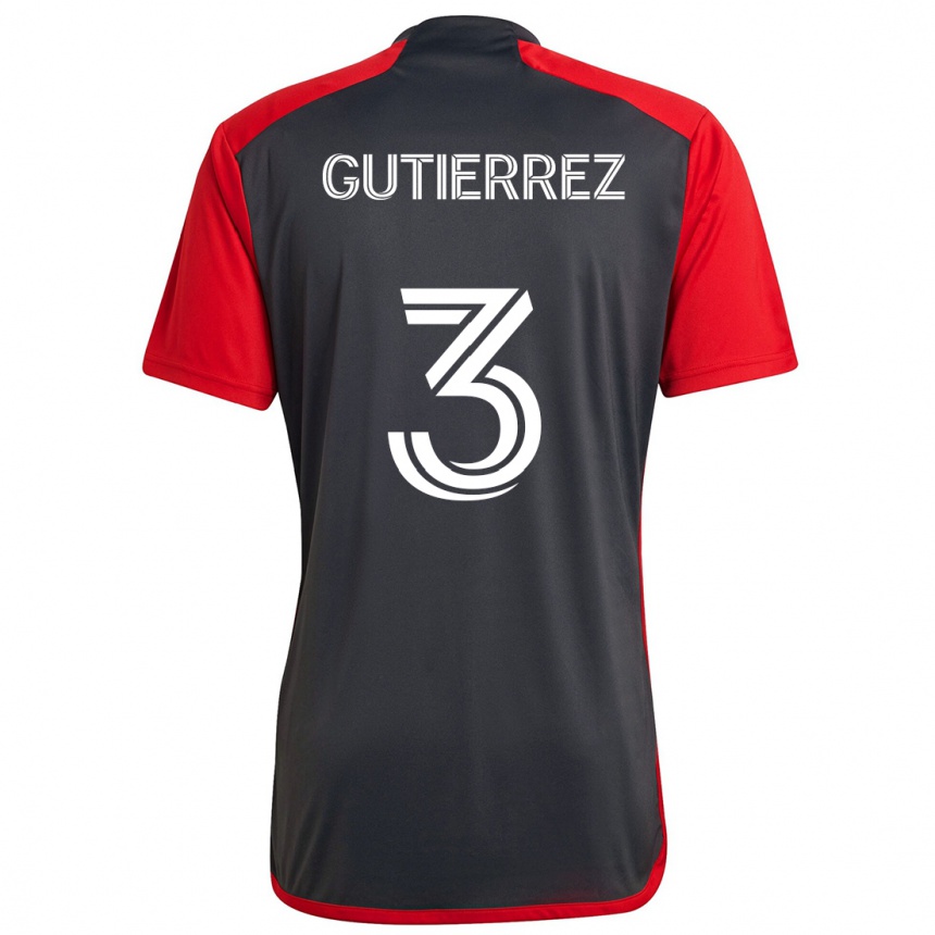 Kinder Fußball Cristián Gutiérrez #3 Grau Rot Heimtrikot Trikot 2024/25 T-Shirt Luxemburg