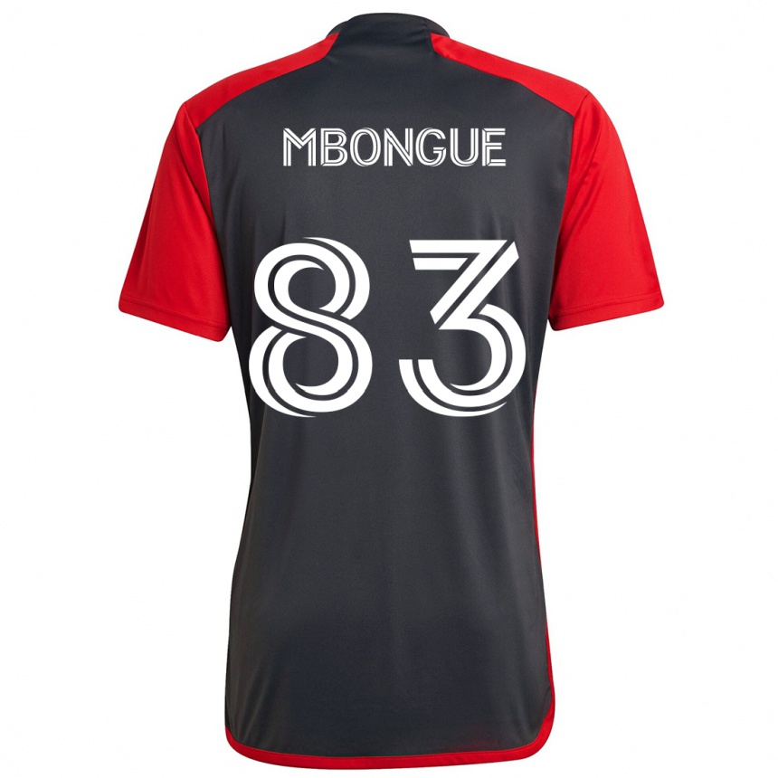 Kinder Fußball Hugo Mbongue #83 Grau Rot Heimtrikot Trikot 2024/25 T-Shirt Luxemburg