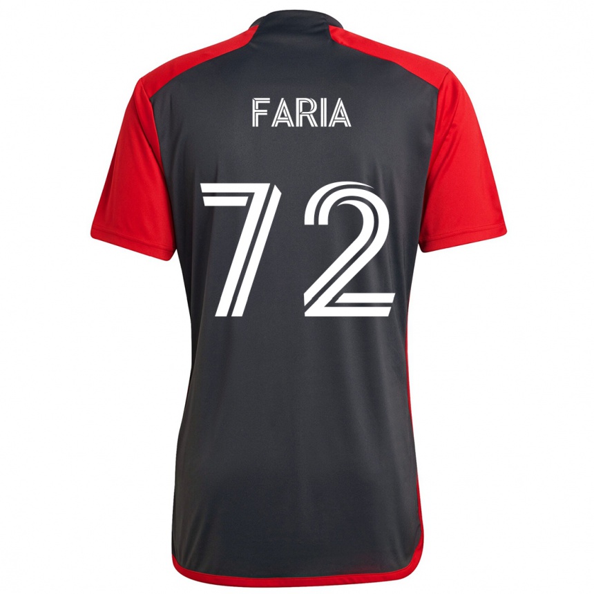 Kinder Fußball Jordan Faria #72 Grau Rot Heimtrikot Trikot 2024/25 T-Shirt Luxemburg