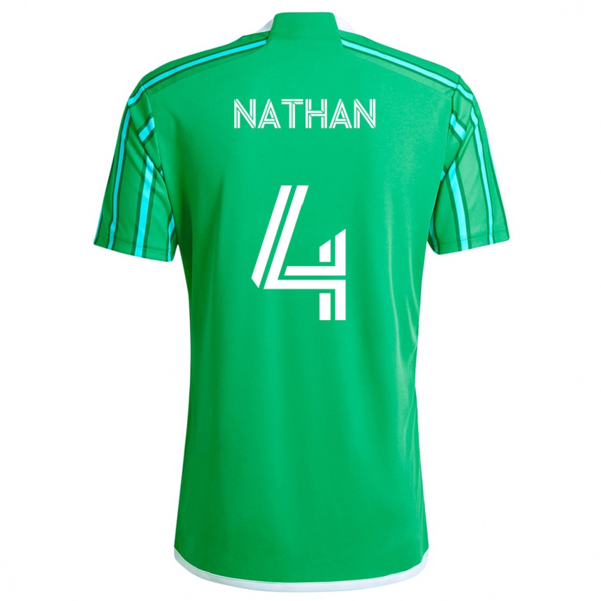 Kinder Fußball Nathan #4 Grün Weiß Heimtrikot Trikot 2024/25 T-Shirt Luxemburg