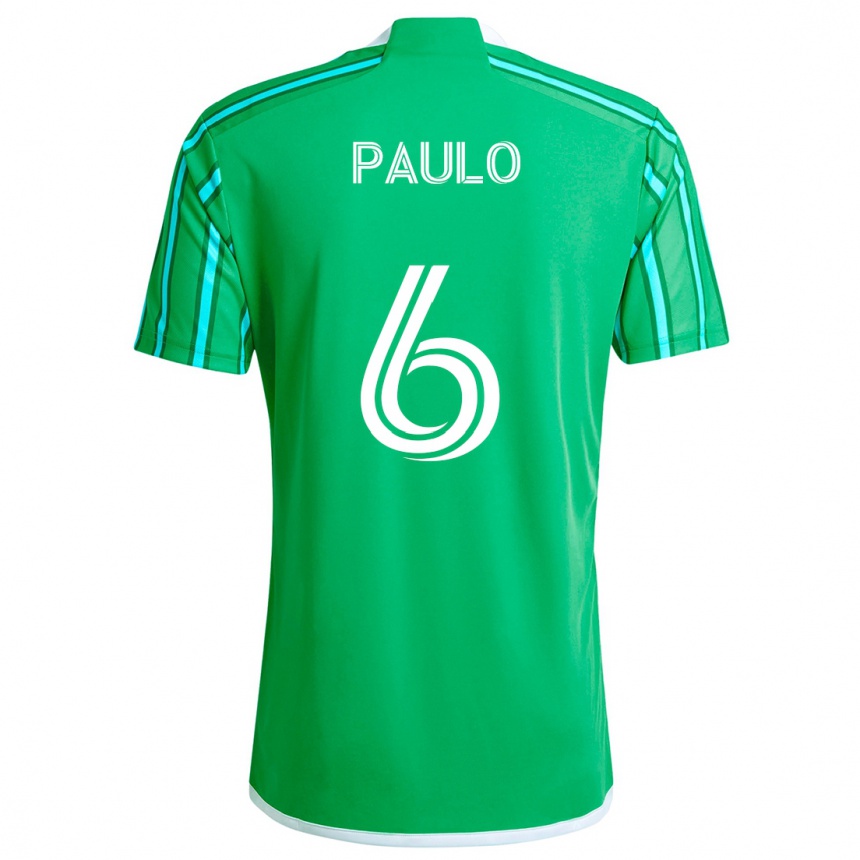 Kinder Fußball João Paulo #6 Grün Weiß Heimtrikot Trikot 2024/25 T-Shirt Luxemburg