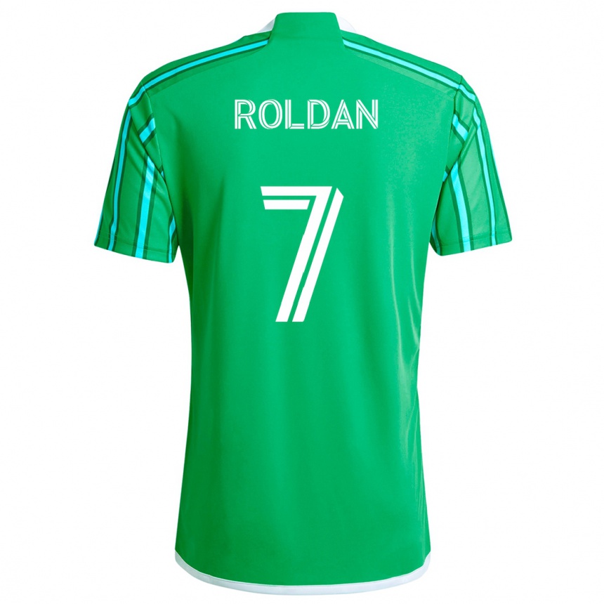 Kinder Fußball Cristian Roldán #7 Grün Weiß Heimtrikot Trikot 2024/25 T-Shirt Luxemburg