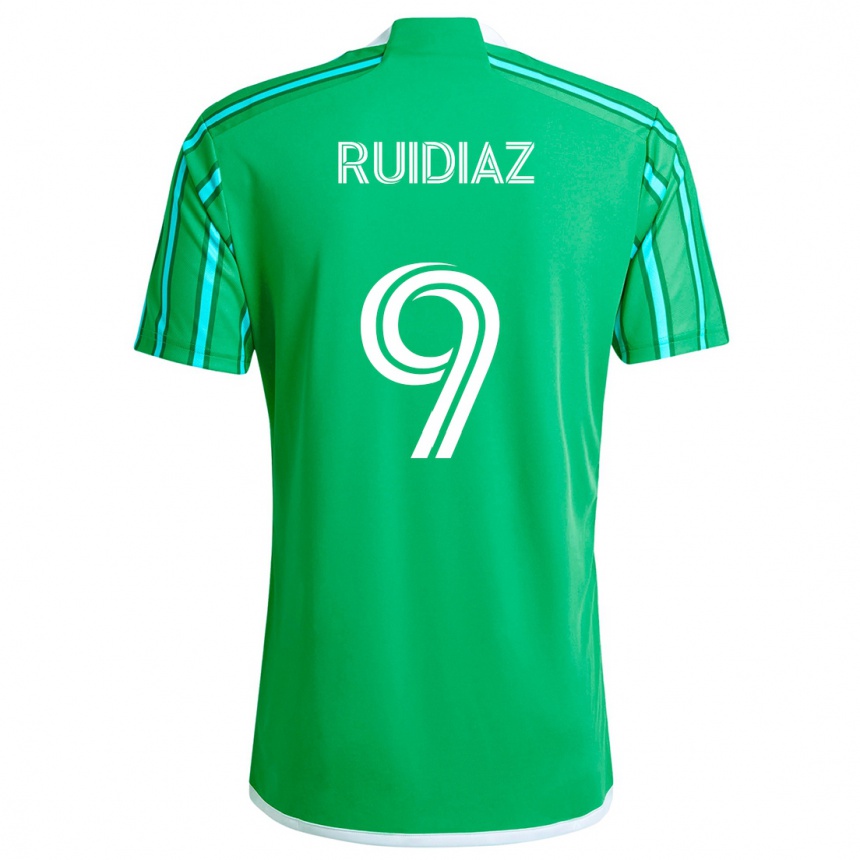 Kinder Fußball Raúl Ruidíaz #9 Grün Weiß Heimtrikot Trikot 2024/25 T-Shirt Luxemburg