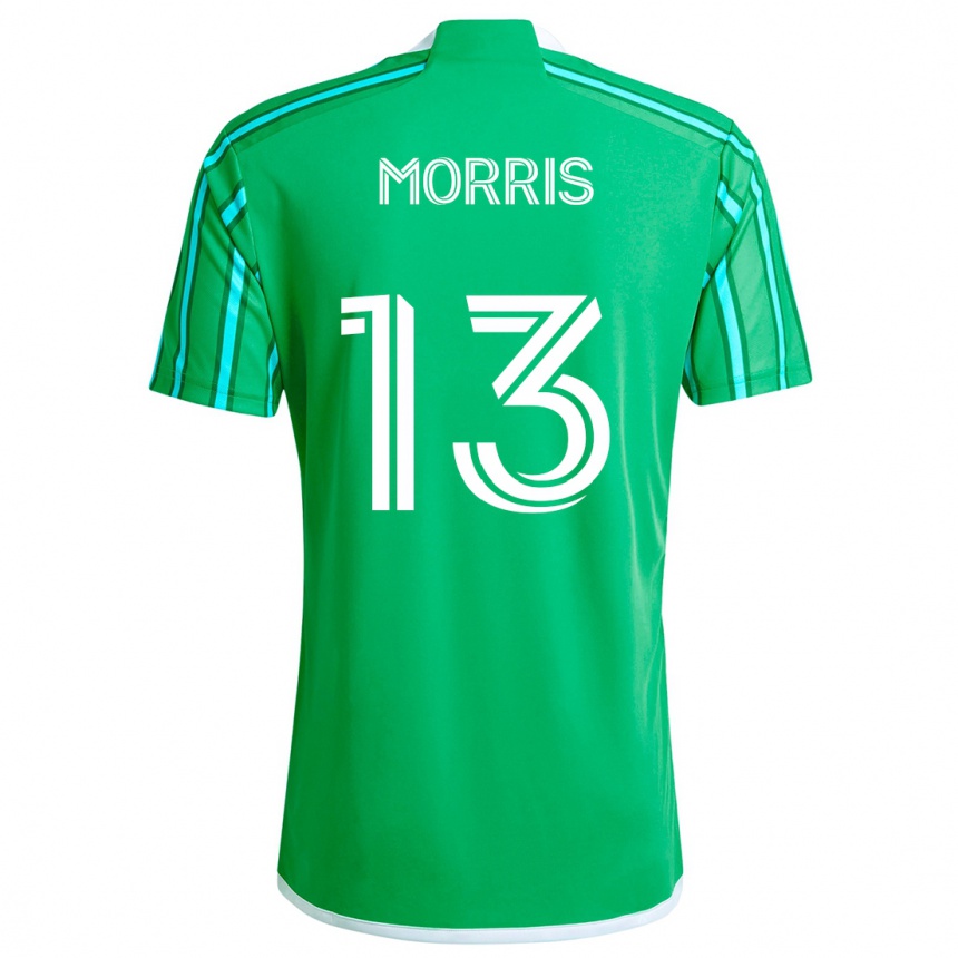 Kinder Fußball Jordan Morris #13 Grün Weiß Heimtrikot Trikot 2024/25 T-Shirt Luxemburg