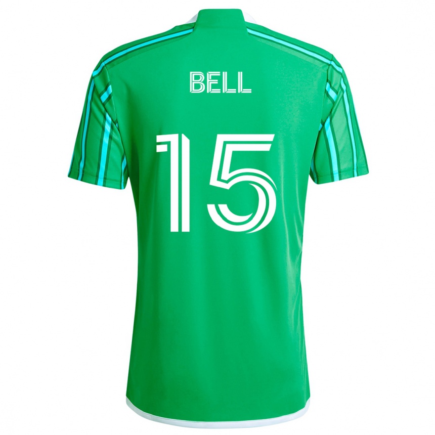 Kinder Fußball Jon Bell #15 Grün Weiß Heimtrikot Trikot 2024/25 T-Shirt Luxemburg