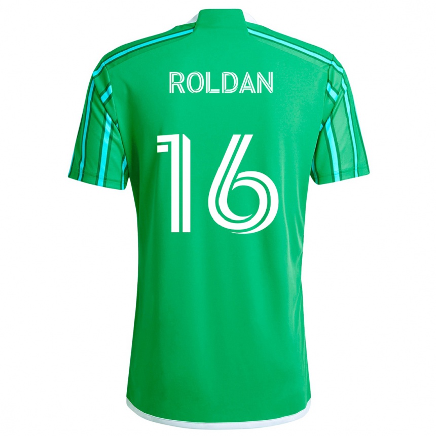 Kinder Fußball Álex Roldán #16 Grün Weiß Heimtrikot Trikot 2024/25 T-Shirt Luxemburg