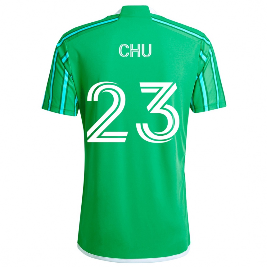 Kinder Fußball Léo Chú #23 Grün Weiß Heimtrikot Trikot 2024/25 T-Shirt Luxemburg