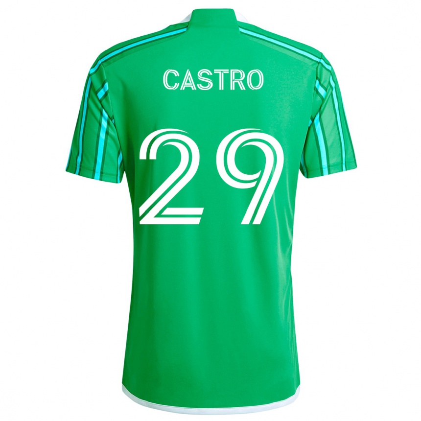 Kinder Fußball Jacob Castro #29 Grün Weiß Heimtrikot Trikot 2024/25 T-Shirt Luxemburg