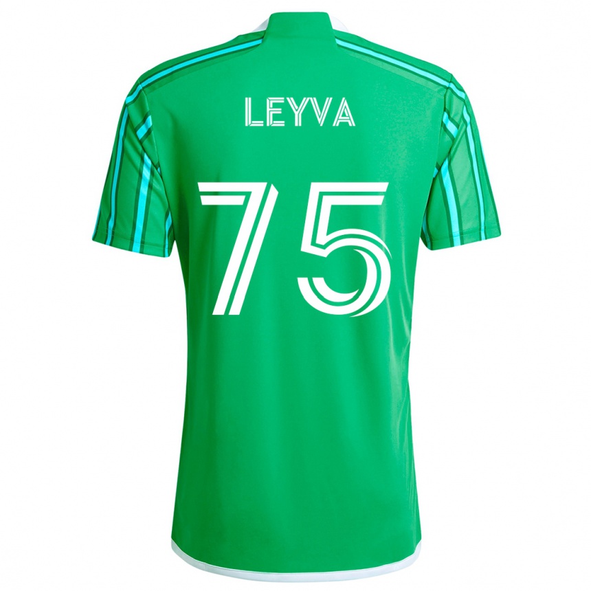 Kinder Fußball Danny Leyva #75 Grün Weiß Heimtrikot Trikot 2024/25 T-Shirt Luxemburg