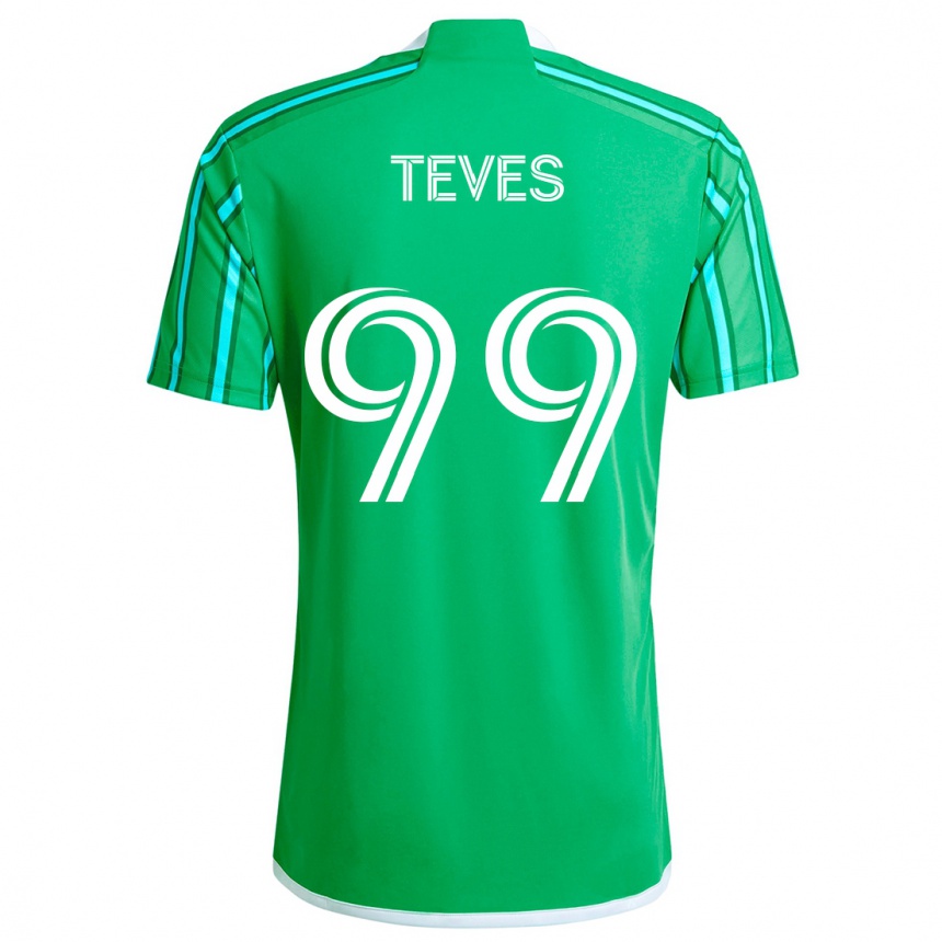 Kinder Fußball Dylan Teves #99 Grün Weiß Heimtrikot Trikot 2024/25 T-Shirt Luxemburg