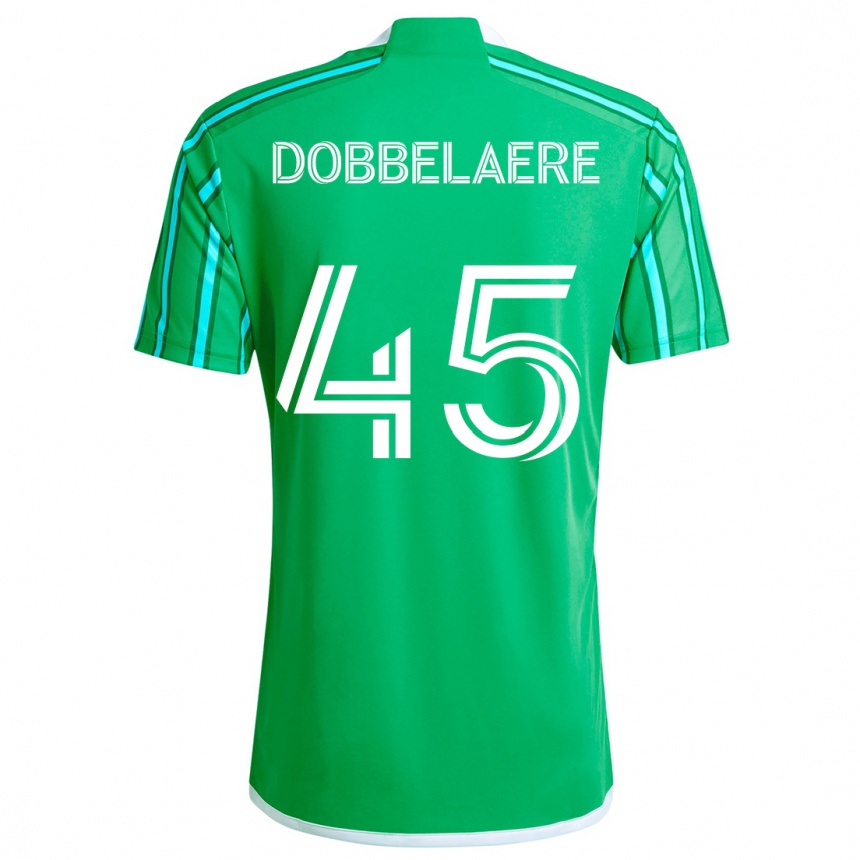 Kinder Fußball Ethan Dobbelaere #45 Grün Weiß Heimtrikot Trikot 2024/25 T-Shirt Luxemburg