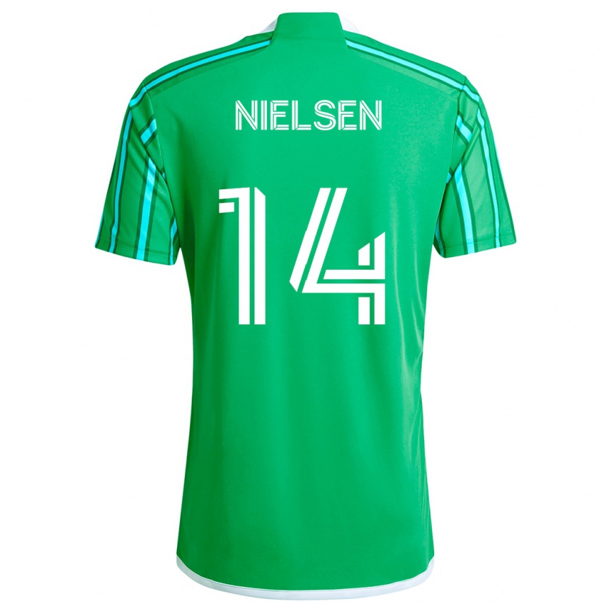 Kinder Fußball Taylor Nielsen #14 Grün Weiß Heimtrikot Trikot 2024/25 T-Shirt Luxemburg