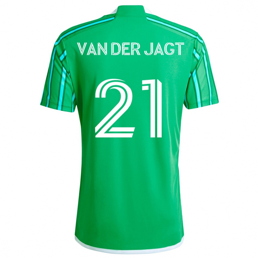 Kinder Fußball Olivia Van Der Jagt #21 Grün Weiß Heimtrikot Trikot 2024/25 T-Shirt Luxemburg