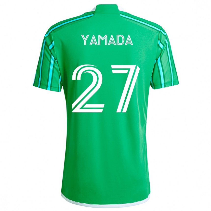 Kinder Fußball Hikari Yamada #27 Grün Weiß Heimtrikot Trikot 2024/25 T-Shirt Luxemburg