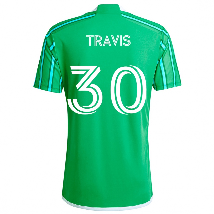 Kinder Fußball Riley Travis #30 Grün Weiß Heimtrikot Trikot 2024/25 T-Shirt Luxemburg