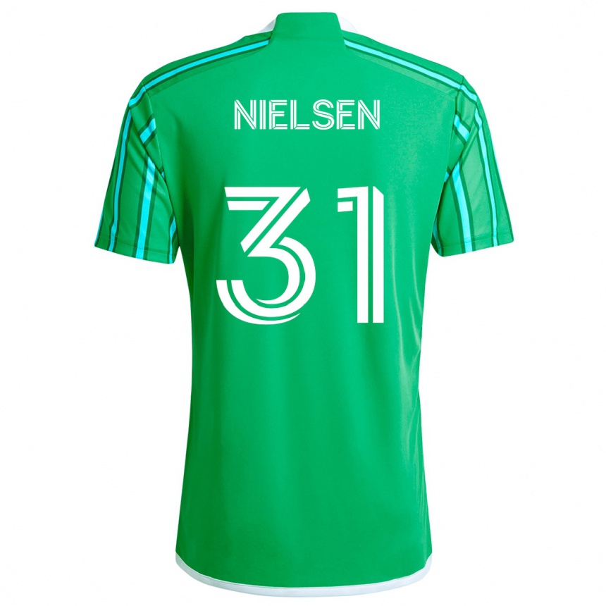 Kinder Fußball Madeline Nielsen #31 Grün Weiß Heimtrikot Trikot 2024/25 T-Shirt Luxemburg