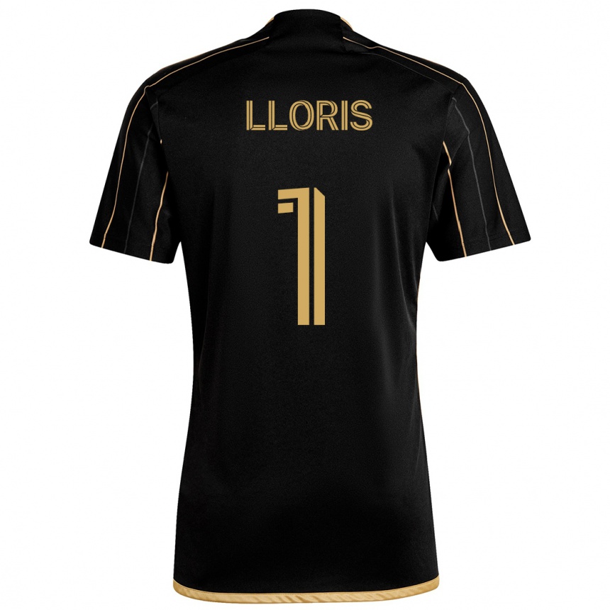 Kinder Fußball Hugo Lloris #1 Schwarzes Gold Heimtrikot Trikot 2024/25 T-Shirt Luxemburg