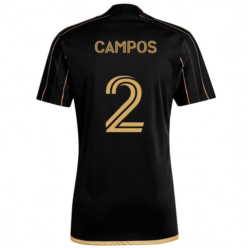 Kinder Fußball Omar Campos #2 Schwarzes Gold Heimtrikot Trikot 2024/25 T-Shirt Luxemburg