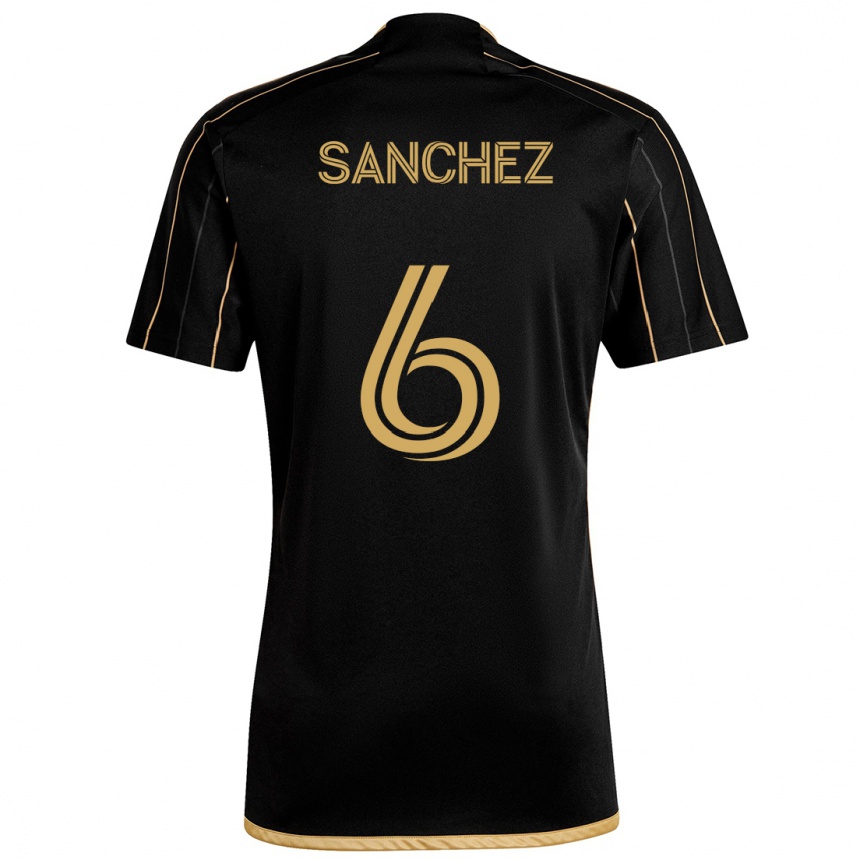 Kinder Fußball Ilie Sánchez #6 Schwarzes Gold Heimtrikot Trikot 2024/25 T-Shirt Luxemburg