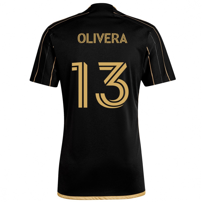 Kinder Fußball Cristian Olivera #13 Schwarzes Gold Heimtrikot Trikot 2024/25 T-Shirt Luxemburg