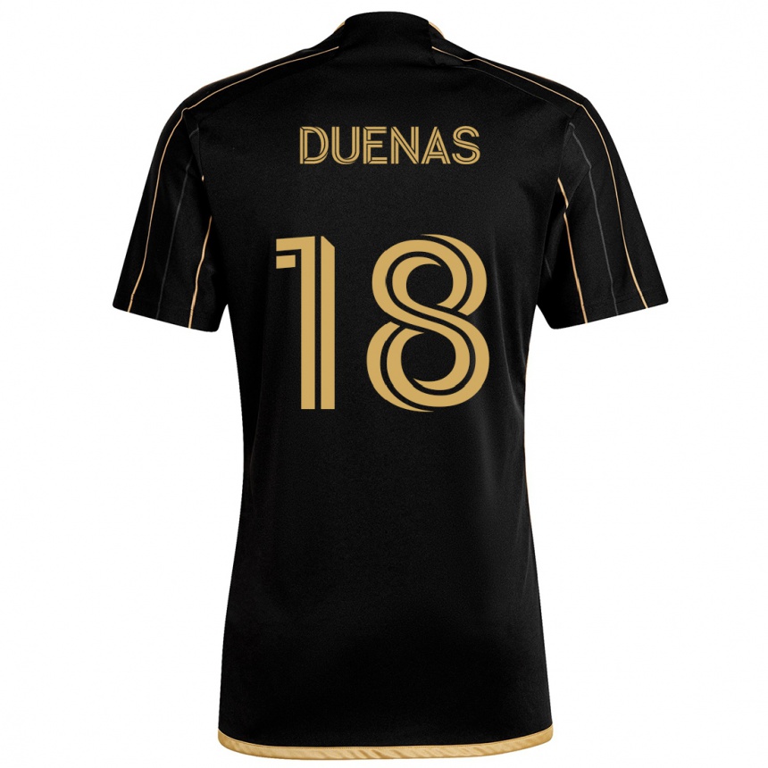 Kinder Fußball Érik Dueñas #18 Schwarzes Gold Heimtrikot Trikot 2024/25 T-Shirt Luxemburg