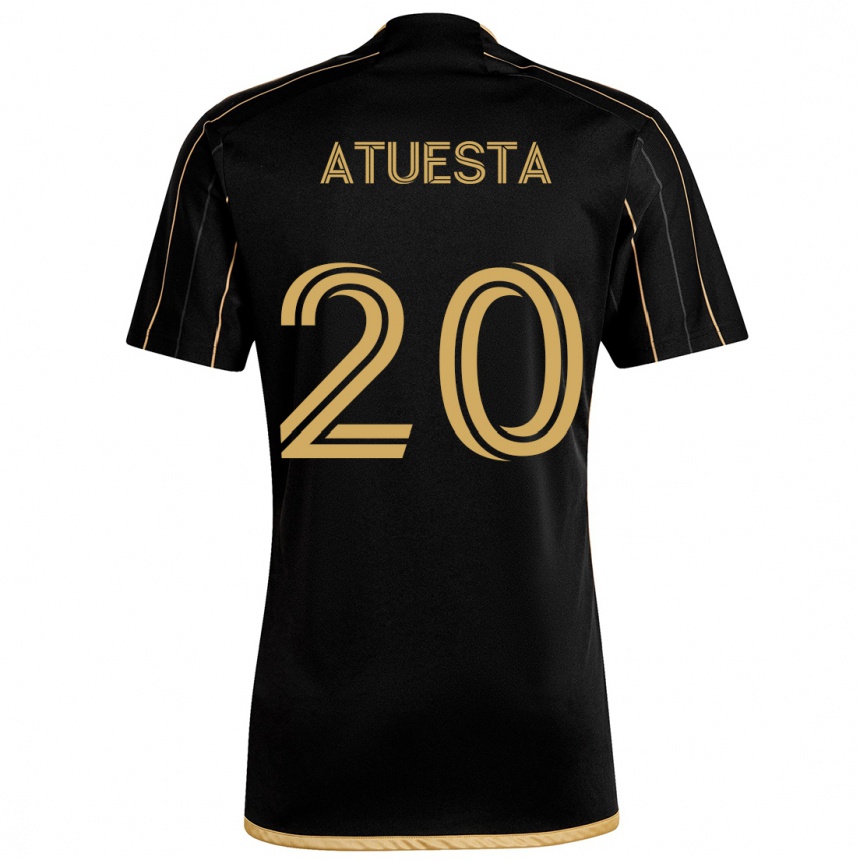 Kinder Fußball Eduard Atuesta #20 Schwarzes Gold Heimtrikot Trikot 2024/25 T-Shirt Luxemburg