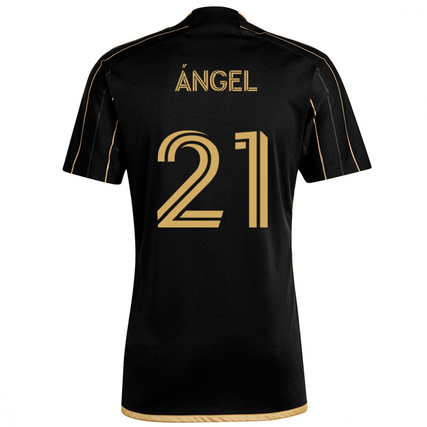 Kinder Fußball Tomás Ángel #21 Schwarzes Gold Heimtrikot Trikot 2024/25 T-Shirt Luxemburg