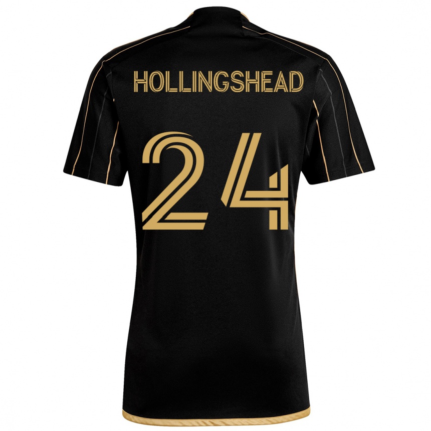 Kinder Fußball Ryan Hollingshead #24 Schwarzes Gold Heimtrikot Trikot 2024/25 T-Shirt Luxemburg