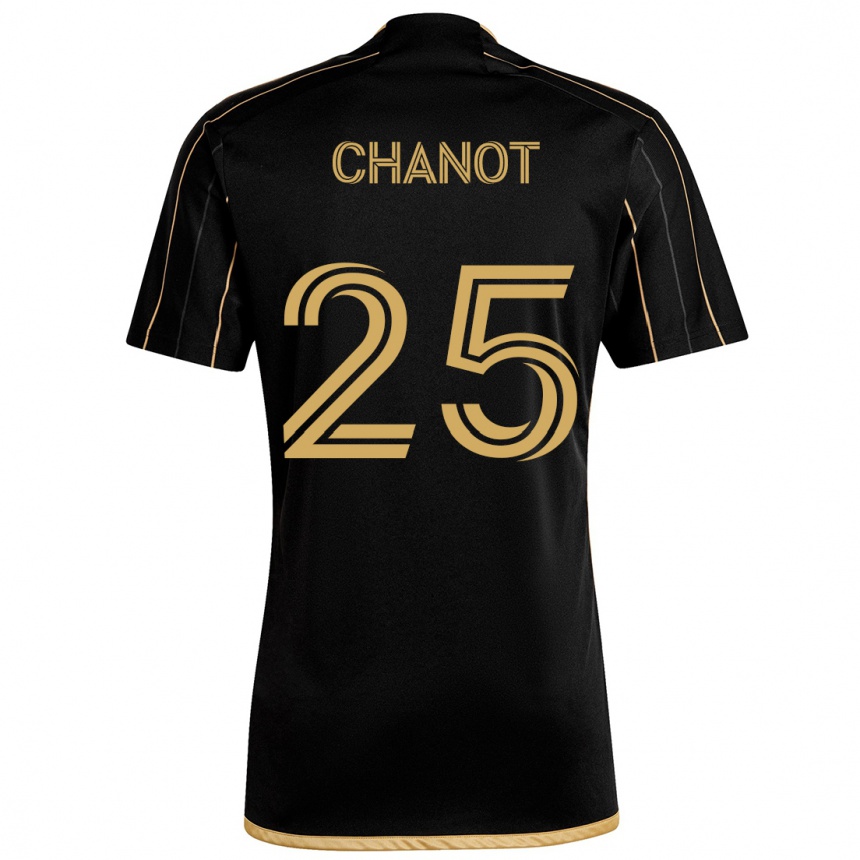 Kinder Fußball Maxime Chanot #25 Schwarzes Gold Heimtrikot Trikot 2024/25 T-Shirt Luxemburg