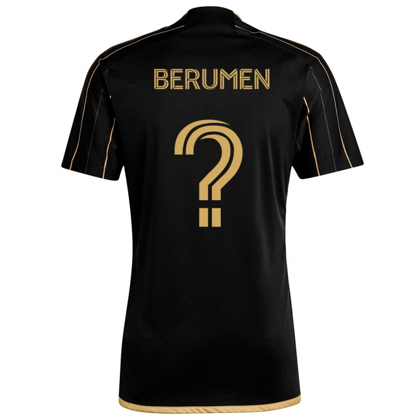 Kinder Fußball Eddy Berumen #0 Schwarzes Gold Heimtrikot Trikot 2024/25 T-Shirt Luxemburg