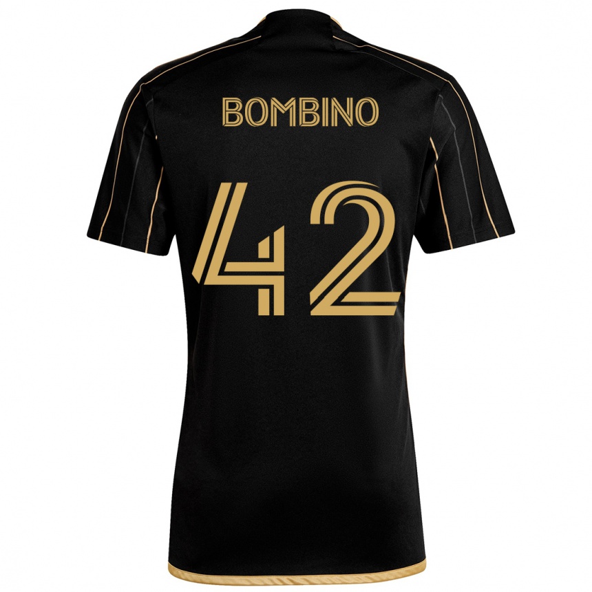 Kinder Fußball Luca Bombino #42 Schwarzes Gold Heimtrikot Trikot 2024/25 T-Shirt Luxemburg