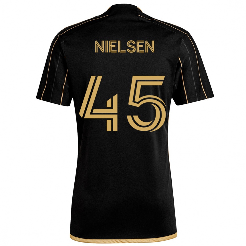 Kinder Fußball Kenny Nielsen #45 Schwarzes Gold Heimtrikot Trikot 2024/25 T-Shirt Luxemburg